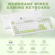 BT-09 PC-Gaming-Tastatur 2-in-1 kabellos und USB-C kabelgebunden, RGB-Beleuchtung (weiß/grün)