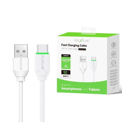 Rixus RXUC13AC USB-A naar USB-C kabel 30cm wit – productoverzicht