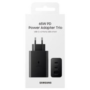 Samsung 65W Power Adapter Trio mit 2 USB-C-Ports und USB-A – Schwarz, Retail