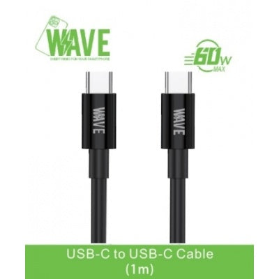 Wave WA-143 USB-C-auf-USB-C-Ladekabel 60 W, 1 m – Schwarz