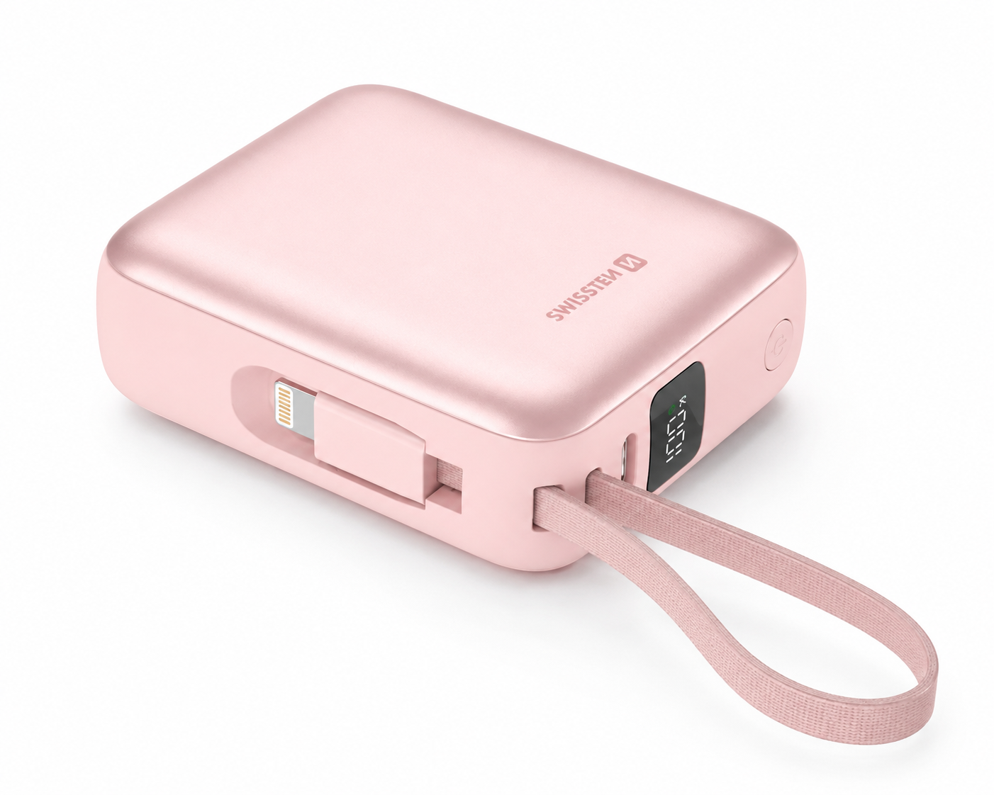 Swissten Space Powerbank 10.000 mAh – Roze | USB-C & Lightning Kabels - Laad Centrum