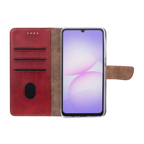 Rixus Bookcase für Samsung Galaxy A07 / A08 – Dunkelrot