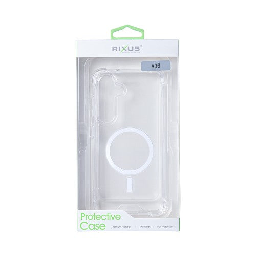 Rixus Anti-Burst Hülle für Samsung Galaxy A36/A37 – MagSafe-kompatibel, Transparent