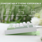 BT-09 PC-Gaming-Tastatur 2-in-1 kabellos und USB-C kabelgebunden, RGB-Beleuchtung (Blau/Weiß/Lila)