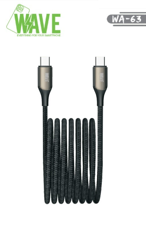 Wave WA-63 USB-C-auf-USB-C-Ladekabel 60 W, 2 m – Schwarz