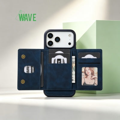 Wave MagSafe-Hülle mit Geldbörse für iPhone 12 Pro Max – Blau