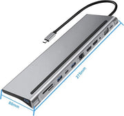 Wave WA-148 12-in-1 USB-C-Dockingstation mit Dual-HDMI - USB-3.0-Hub - 3,5-mm-Klinke - 1000 Mbit/s