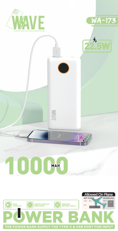 Wave WA-173 Powerbank 10000 mAh USB-C 22.5W (weiß)