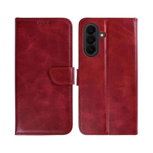 Rixus Bookcase für Samsung Galaxy A27 – Dunkelrot