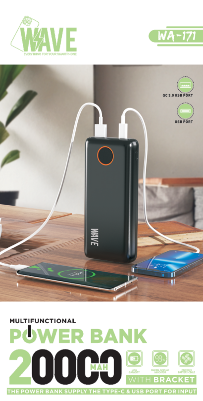 Wave WA-171 Powerbank 20000 mAh USB-C 22.5W (schwarz)