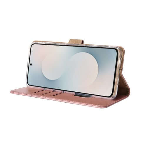 Rixus Bookcase für Samsung Galaxy S25 FE – Rosa