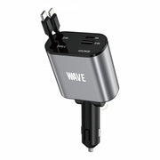 Wave WA-329 Kfz-Ladegerät 120 W mit Type-C- und Lightning-Kabel – Schwarz