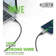 Wave WA-62 USB-C-auf-USB-C-Ladekabel 60 W, 1 m – Schwarz