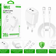 Wave WA-253-20 35-W-Ladegerät mit zwei USB-C-Ports und Kabel – Weiß