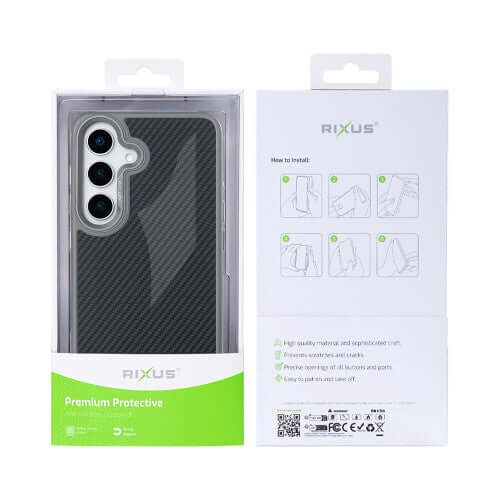 Rixus Mag Carbon Hülle für Samsung Galaxy S25 – MagSafe-kompatibel, Titangrau