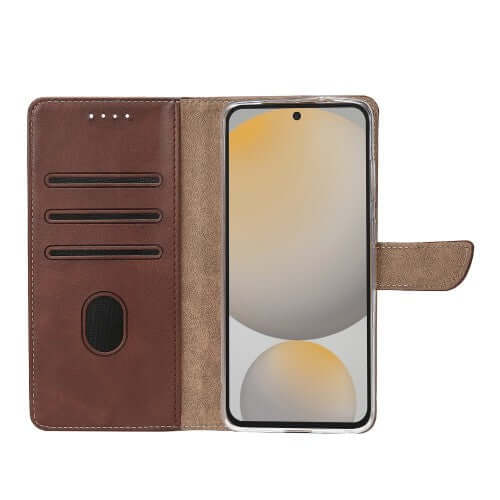 Rixus Bookcase für Samsung Galaxy S24 FE – Braun