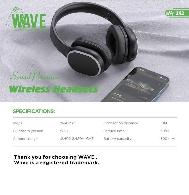 Wave WA-232 Wireless Headset HiFi
