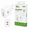 Wave WA-100 Snellader 35W – 2x USB-C PD Wandlader – Wit - Laad Centrum