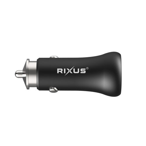 Rixus RXCC15 2-poorts USB-C autolader 20W voor het opladen van apparaten in de auto.