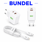 Wave WA-100-10 Travel Charger Dual USB-C 35W + PD USB-C Kabel 1M – Wit