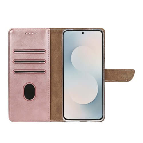 Rixus Bookcase für Samsung Galaxy S25 FE – Rosa