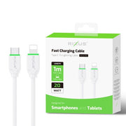 Rixus RXUC18L USB-C naar Lightning snellaadkabel 1m 20W wit – kabeldetail