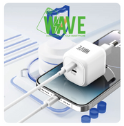Wave WA-253-20 35-W-Ladegerät mit zwei USB-C-Ports und Kabel – Weiß