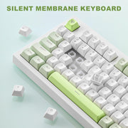 BT-09 PC-Gaming-Tastatur 2-in-1 kabellos und USB-C kabelgebunden, RGB-Beleuchtung (weiß/grün)