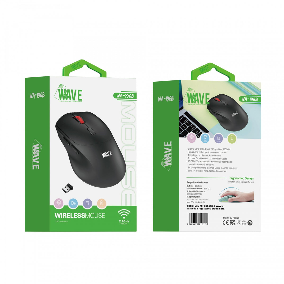 Wave WA-196 Wireless Mouse - zwart