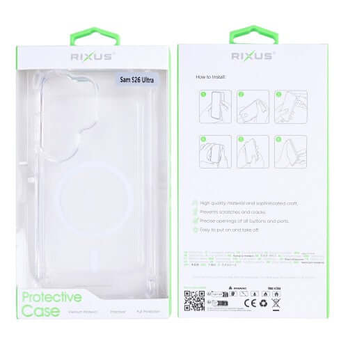 Rixus Anti-Burst Hülle für Samsung Galaxy S26 Ultra – MagSafe-kompatibel, transparent
