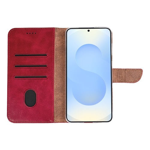 Rixus Bookcase für Samsung Galaxy S25 Edge – Dunkelrot