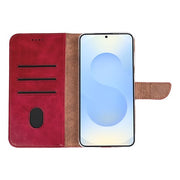 Rixus Bookcase für Samsung Galaxy S25 Edge – Dunkelrot