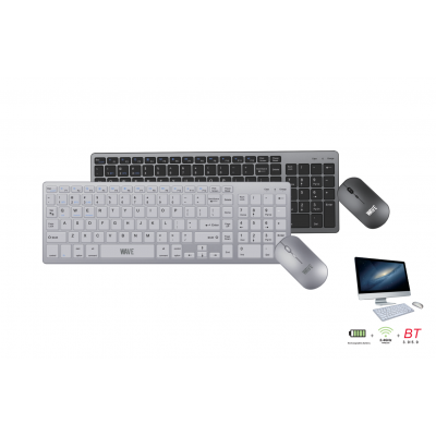 Wave WA-193 Wireless Charging Keyboard en mouse (Wireless + Bluetooth) - grijs