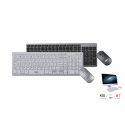 Wave WA-193 Wireless Charging Keyboard en mouse (Wireless + Bluetooth) - grijs