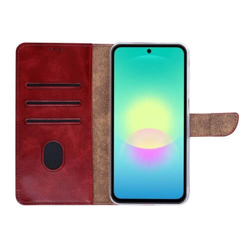 Rixus Bookcase für Samsung Galaxy A27 – Dunkelrot