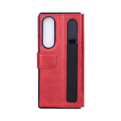Rixus Wallet-Hülle mit Stifthalter für Samsung Galaxy Z Fold4 – Rot