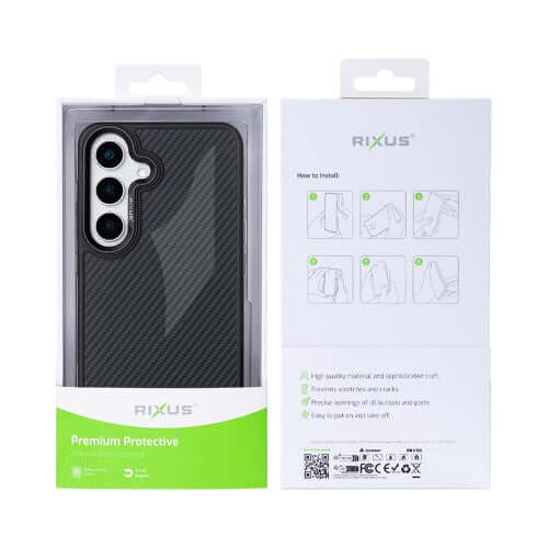 Rixus Mag Carbon Hülle für Samsung Galaxy S25 – MagSafe-kompatibel, Titanschwarz