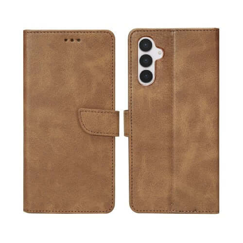 Rixus Bookcase für Samsung Galaxy S25 FE – Hellbraun