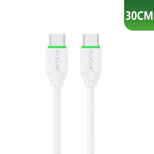 Rixus RXUC13C USB-C naar USB-C snellaadkabel 30cm wit – aansluitingen