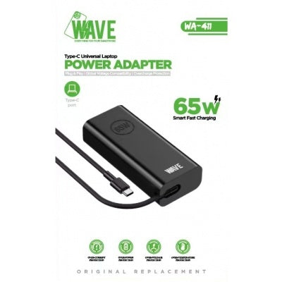 Wave WA-411 USB-C laptop oplader 65W – met stroomkabel
