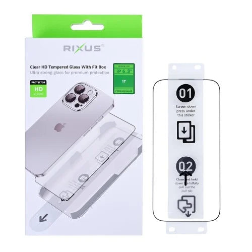 Rixus Clear HD Schutzglas mit Fit Box für iPhone 17