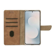 Rixus Bookcase für Samsung Galaxy S25 FE – Hellbraun