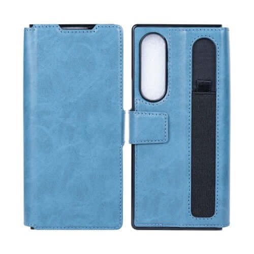 Rixus Wallet-Hülle mit Stifthalter für Samsung Galaxy Z Fold4 – Sierrablau