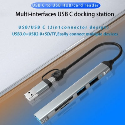 Doppelter USB-Hub 5-in-1 multifunktional High-Speed USB 3.0 Typ-C