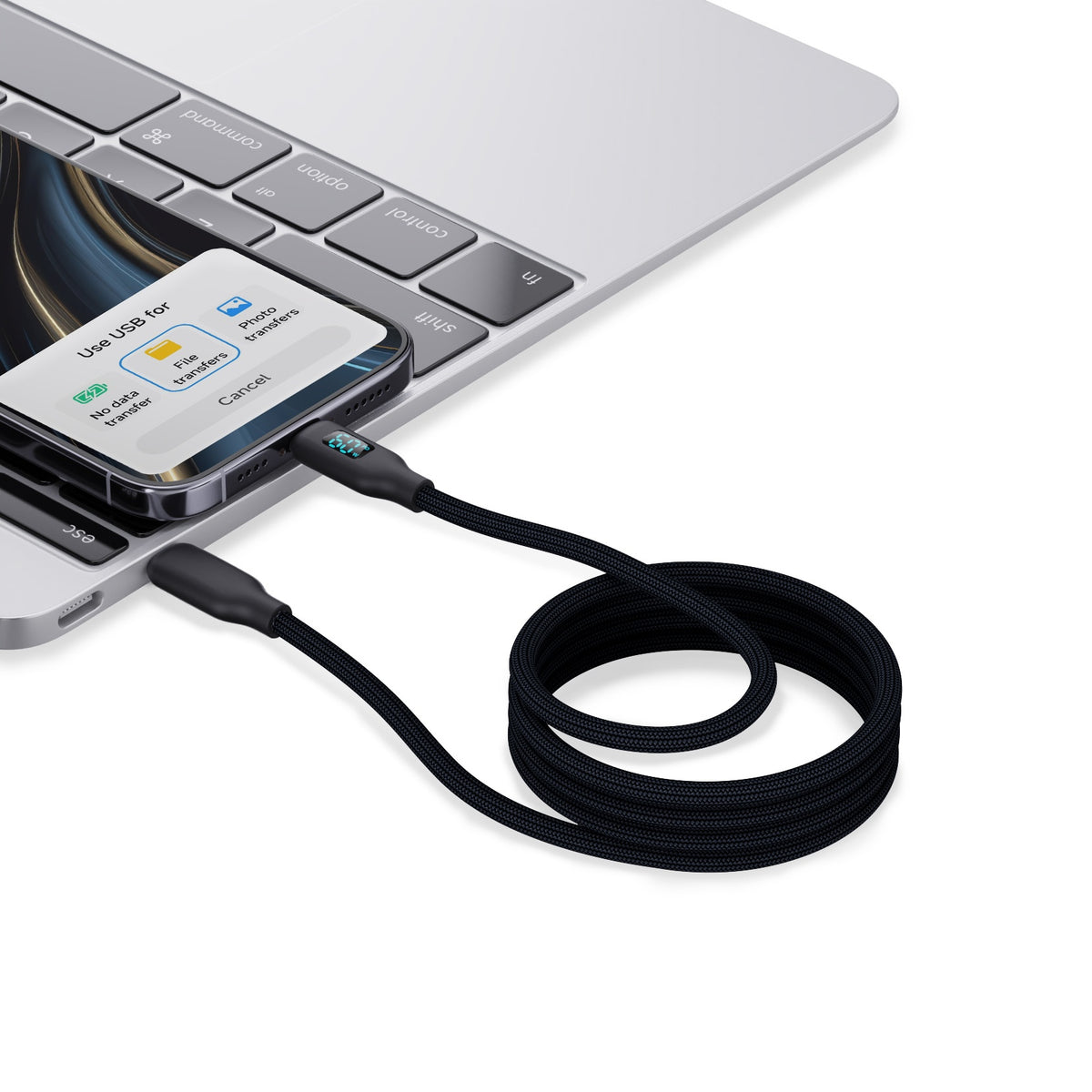 Wave WA-448B Type-C to Type-C Nylon Fully Compatible Data Cable 1M (Black)
