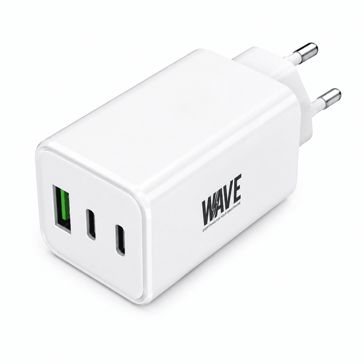 Wave WA-219 GaN 65W Snellader – 2x tUSB-C + USB-A – PD Fast Charger – Wit - Laad Centrum