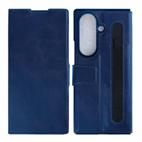 Rixus Wallet-Hülle mit Stifthalter für Samsung Galaxy Z Fold7 – Blau