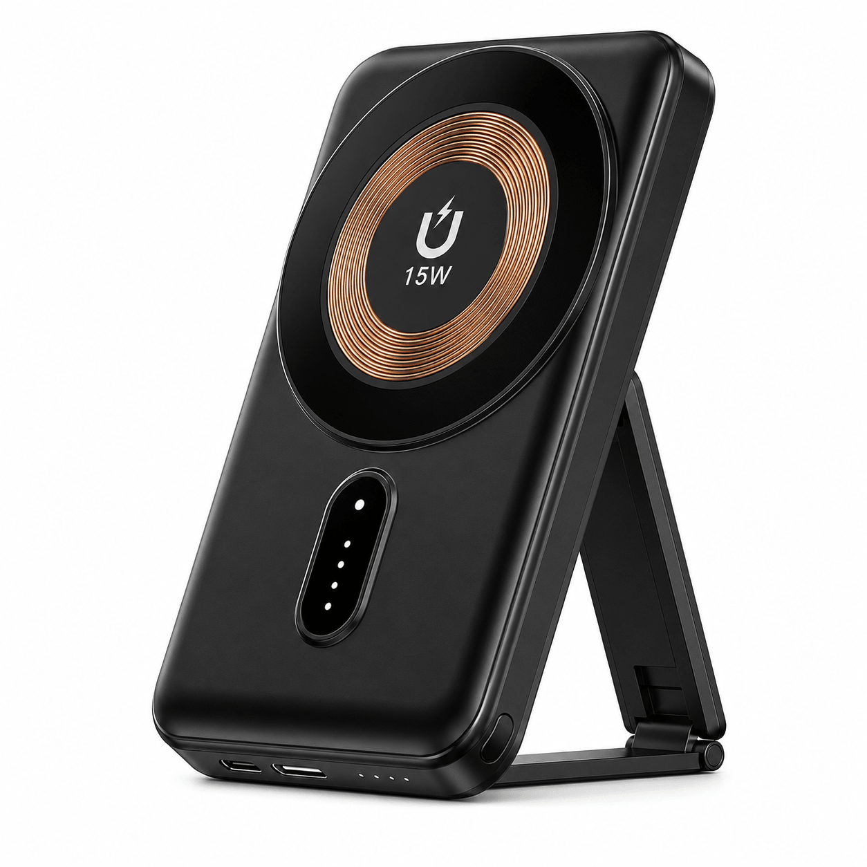 Wave WA-198 MagSafe Powerbank 5000mAh – 2.1A Snelladen met Opvouwbare Standaard – Zwart - Laad Centrum