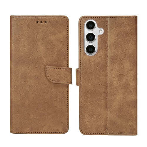 Rixus Bookcase für Samsung Galaxy S24 FE – Hellbraun