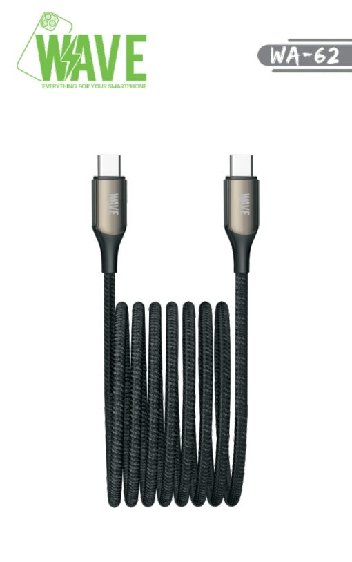 Wave WA-62 USB-C-auf-USB-C-Ladekabel 60 W, 1 m – Schwarz